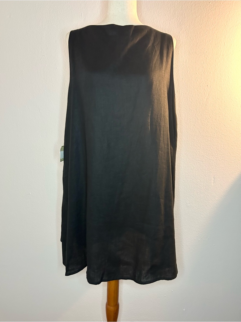 COMFY USA Black Linen Babydoll Flowy Mini Dress Tunic